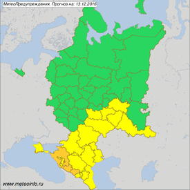 Прогностическая карта гидрометеорологических предупреждений